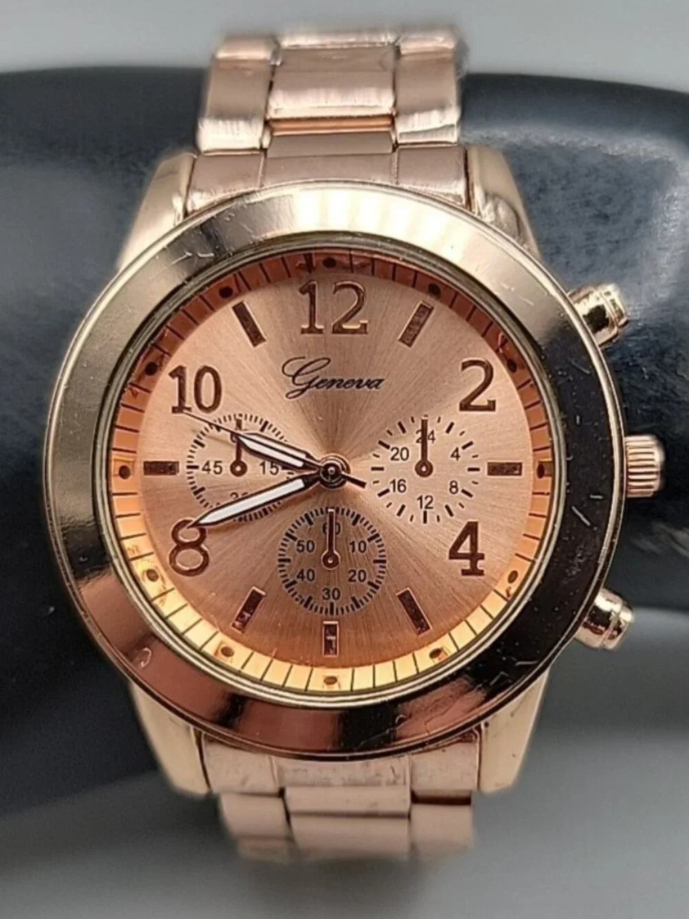 Geneva Ladies Boyfriend Watch Chic Rose Gold Tone 7.5